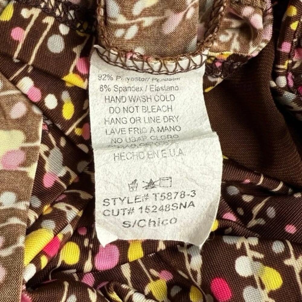 Forever 21 Vintage Brown Floral Babydoll Tank Top Confetti Print Boho Y2K Small - Picture 5 of 6